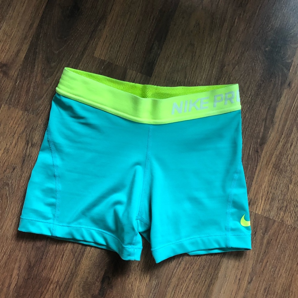 Teal Nike Pro Shorts Spandex
